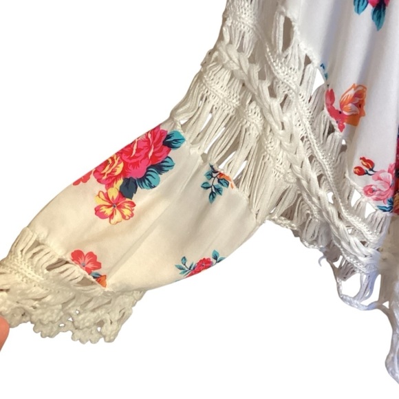 Love J Braided Woven Floral White‎ Boho Top, Medium - Picture 5 of 12